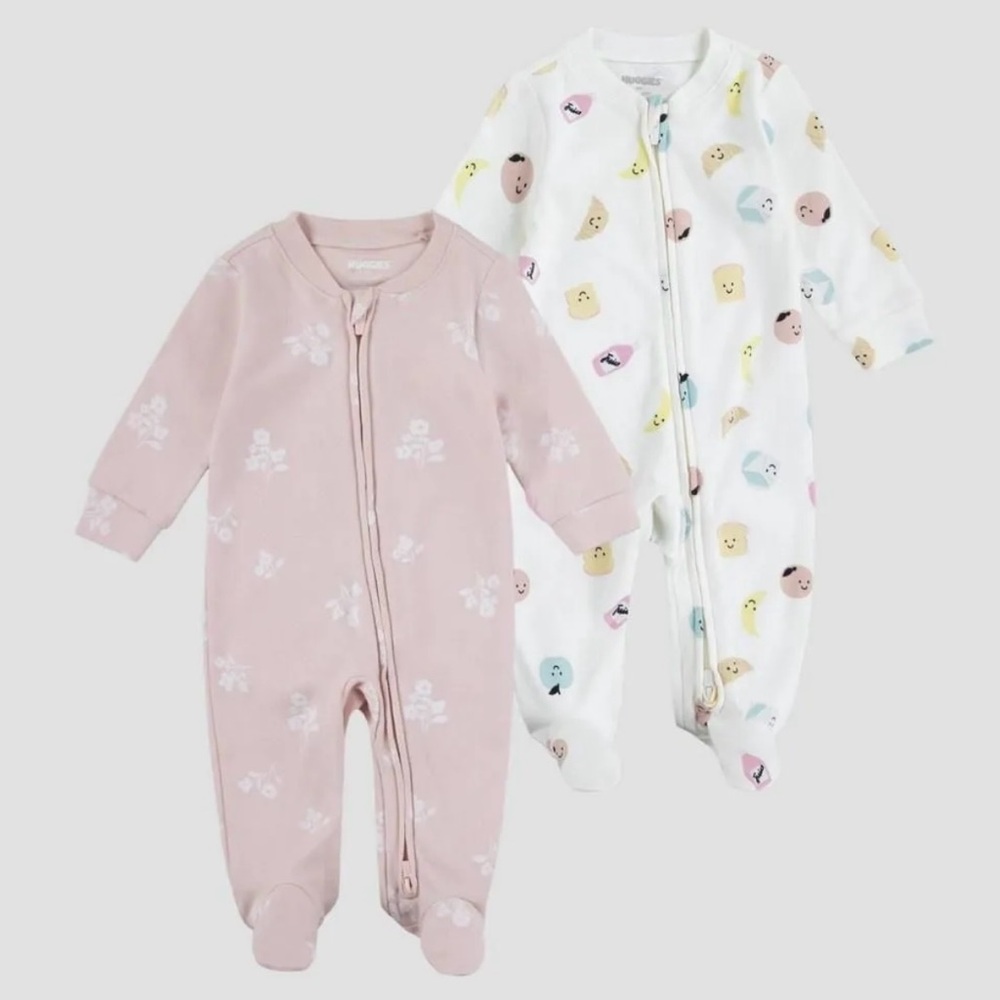 Huggies- Baby Zip-Up Footed Pajamas Set